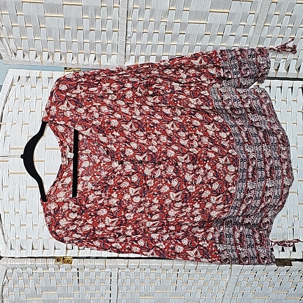 Lucky Boho Red, White, and Blue Blouse - L